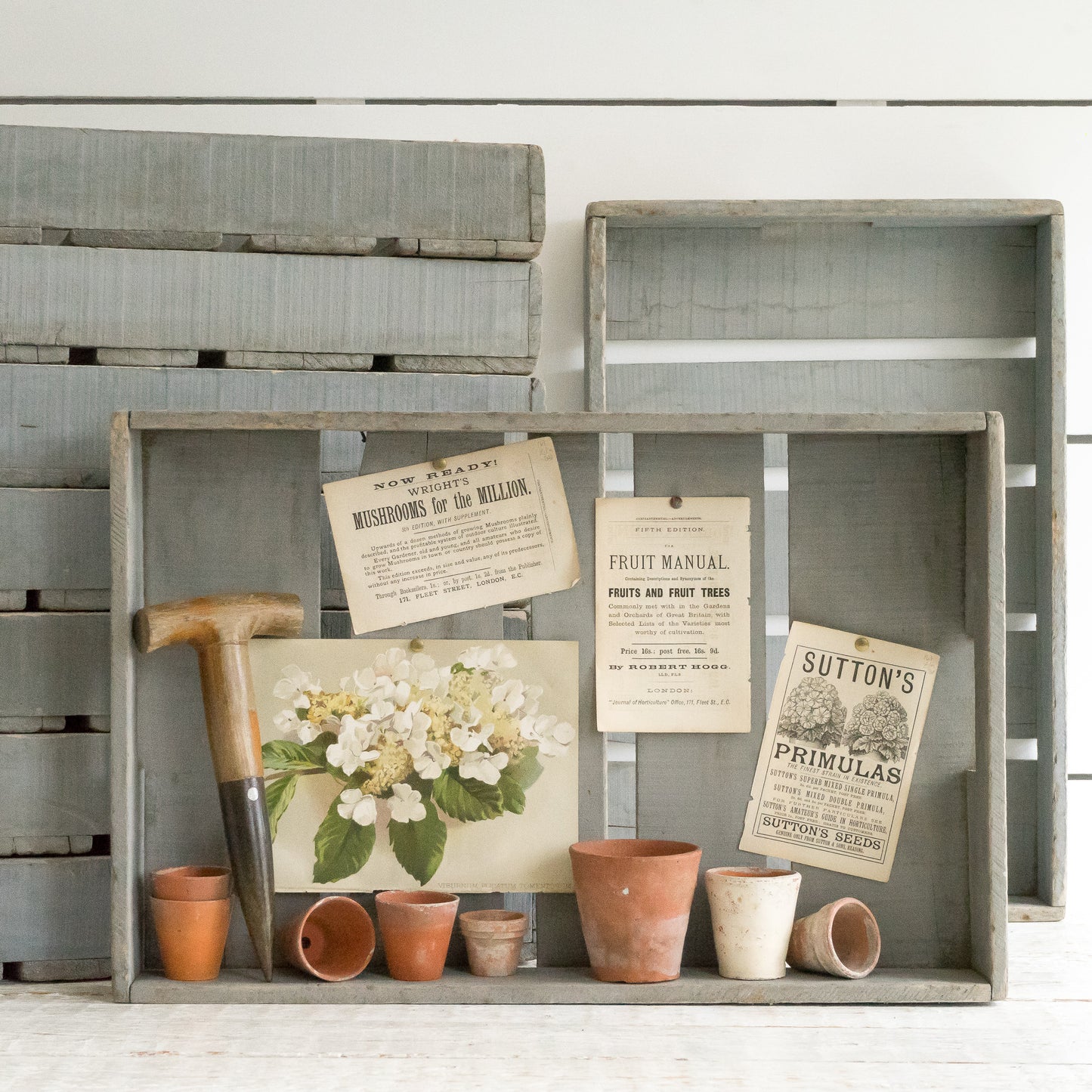 Rustic French Original Painted Crate Tray