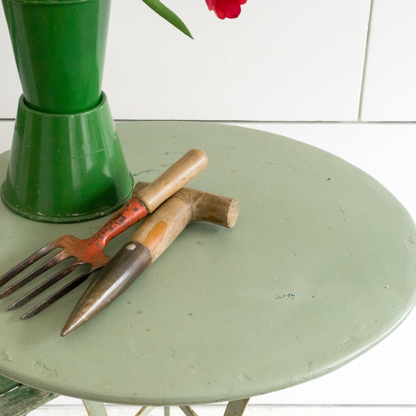 Rustic Painted Metal Garden Table