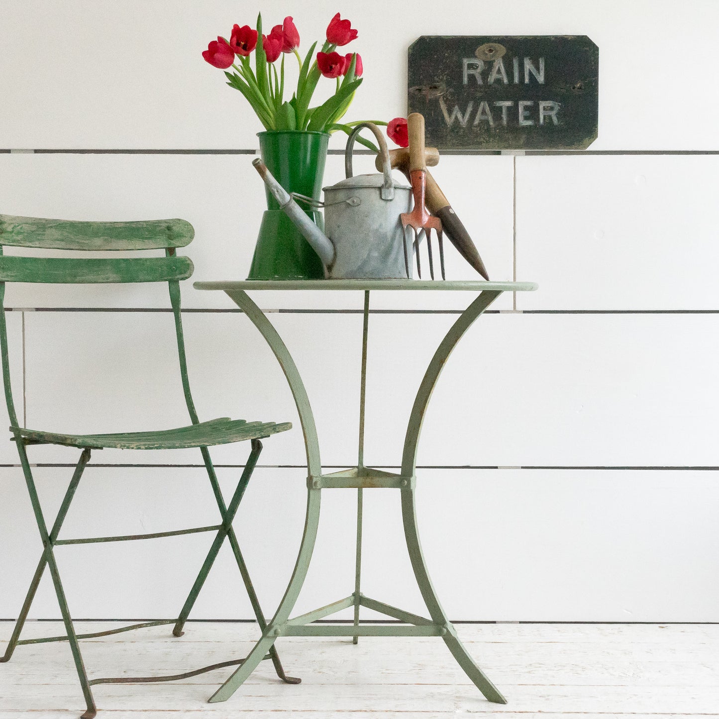 Rustic Painted Metal Garden Table