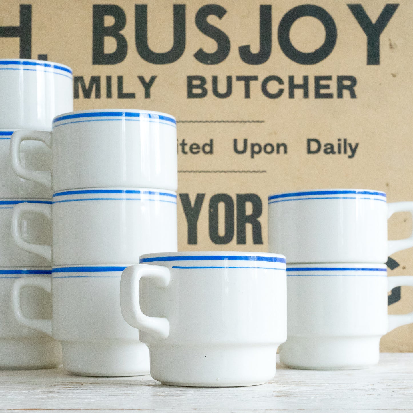 Vintage French Blue and White Mug #2