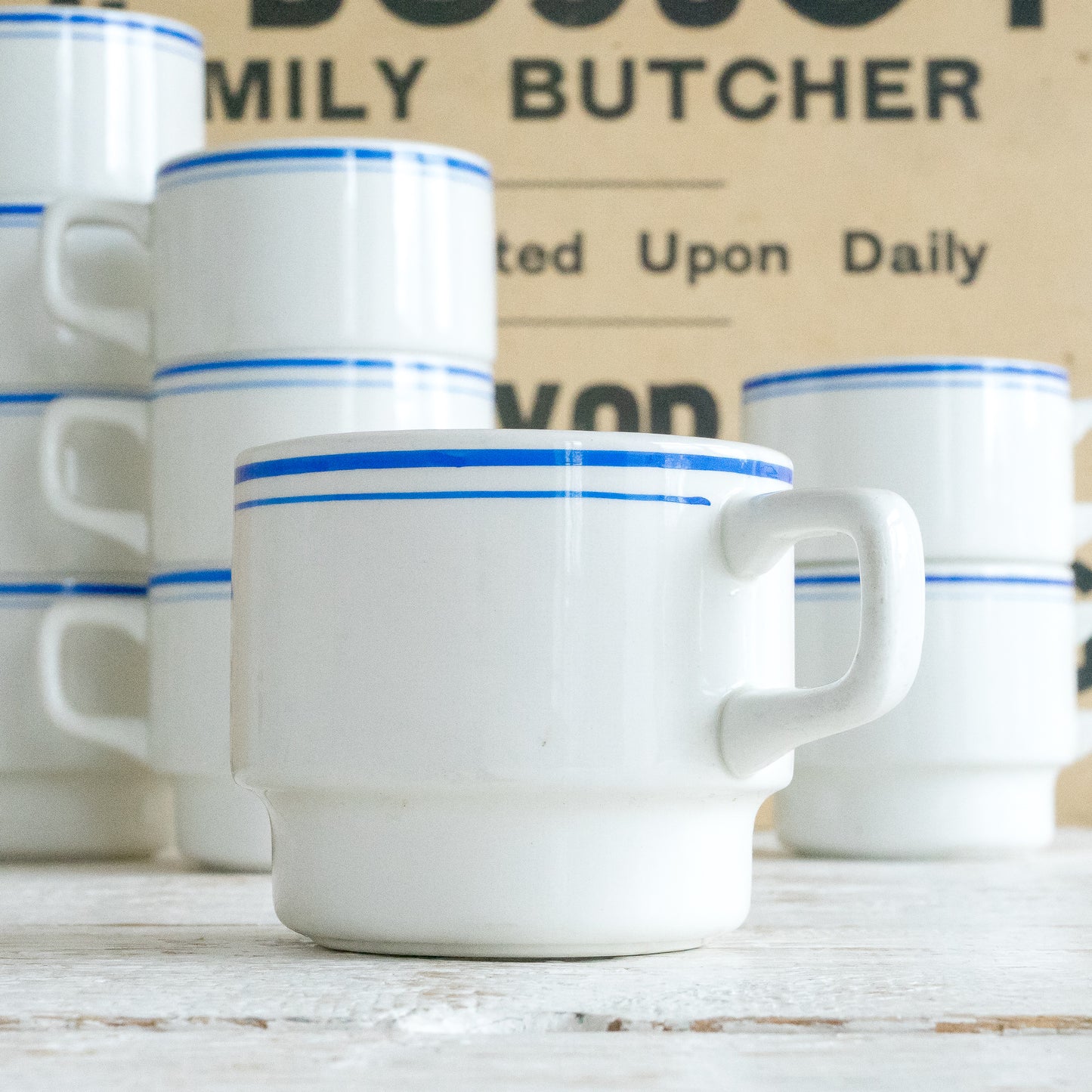 Vintage French Blue and White Mug #2